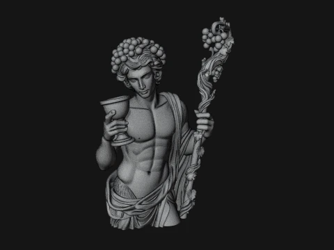 Dionysus with Wine Cup Statue Design 2 - 3D Print Model 3D Print Model