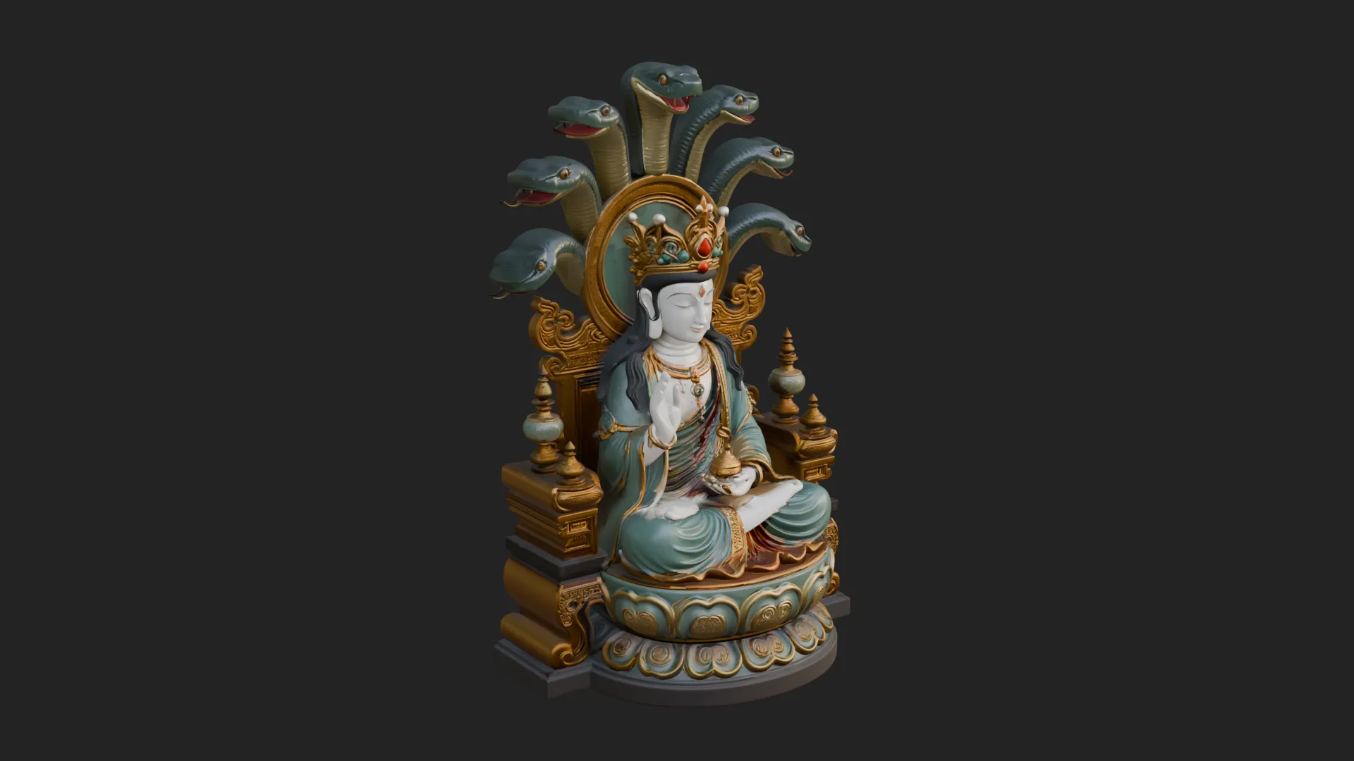 Naga Canopy Deity Statue Design 3 - 3D Print Model 3D printmodel .c4d .max .obj .3ds .fbx .stl .blend 