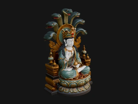 Naga Canopy Deity Statue Design 3 - 3D Print Model Modelo de impresión 3D