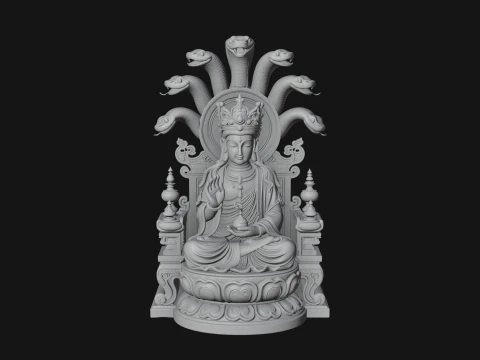 Naga Canopy Deity Statue Design 3 - 3D Print Model 3D printmodel