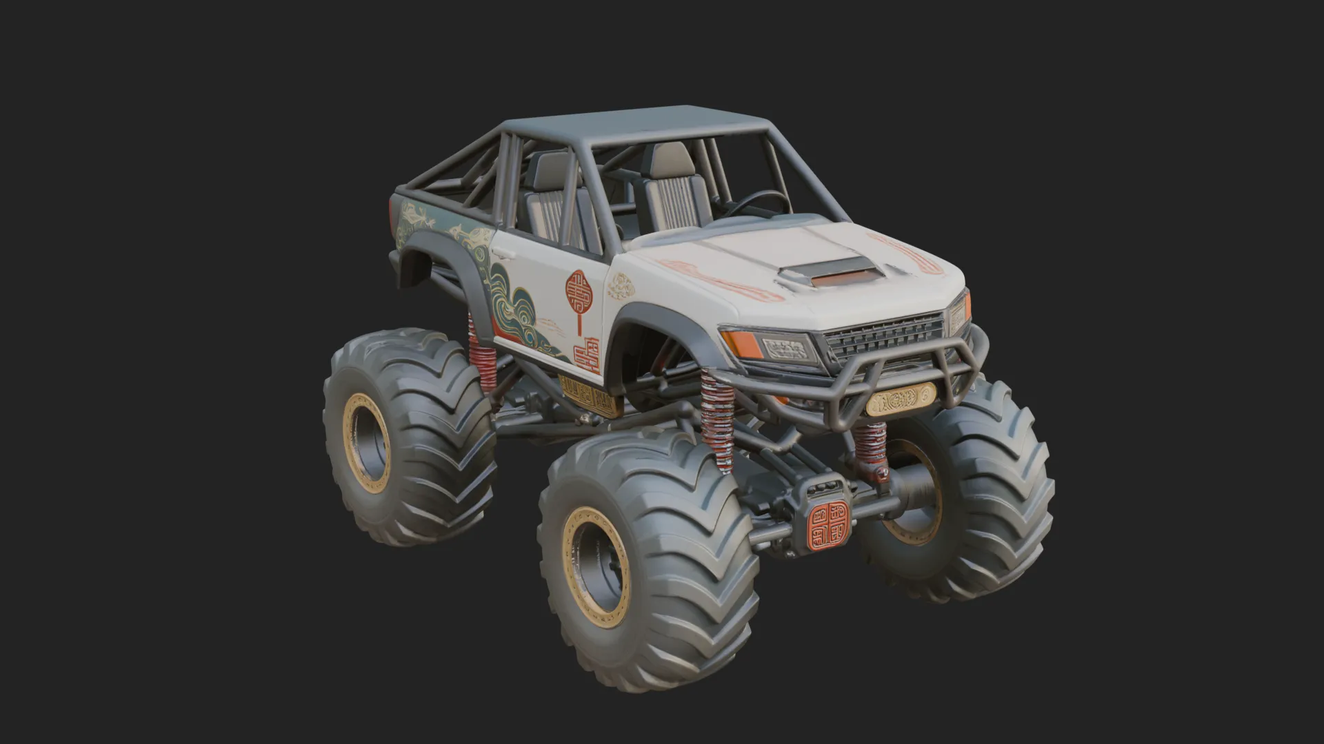 Monster Truck Model Design 2 - 3D Print Model 3D Print Model .c4d .max .obj .3ds .fbx .stl .blend 