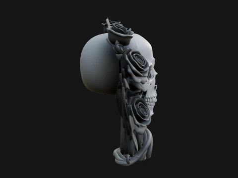 Rose Skull Relief Plaque Design 1 - 3D Print Model 3D Print Model