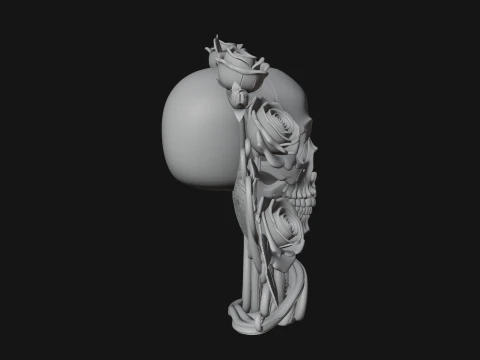 Rose Skull Relief Plaque Design 1 - 3D Print Model 3D Print Model