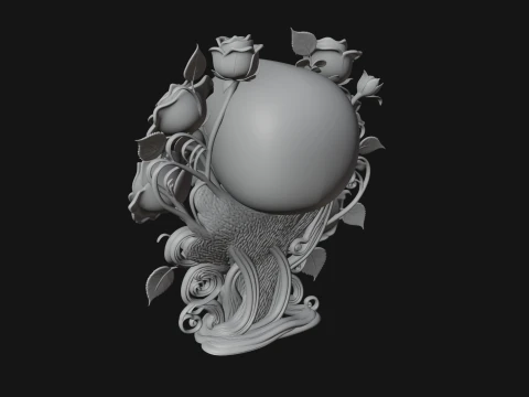 Rose Skull Relief Plaque Design 1 - 3D Print Model 3D Print Model