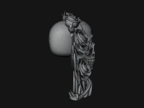 Rose Skull Relief Plaque Design 1 - 3D Print Model 3D Print Model