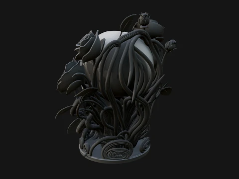 Rose Skull Relief Plaque Design 2 - 3D Print Model 3D Print Model