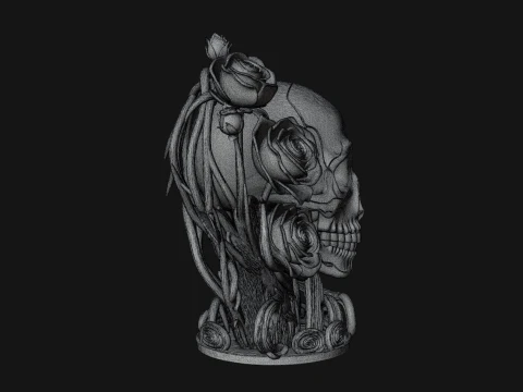 Rose Skull Relief Plaque Design 2 - 3D Print Model 3D Print Model