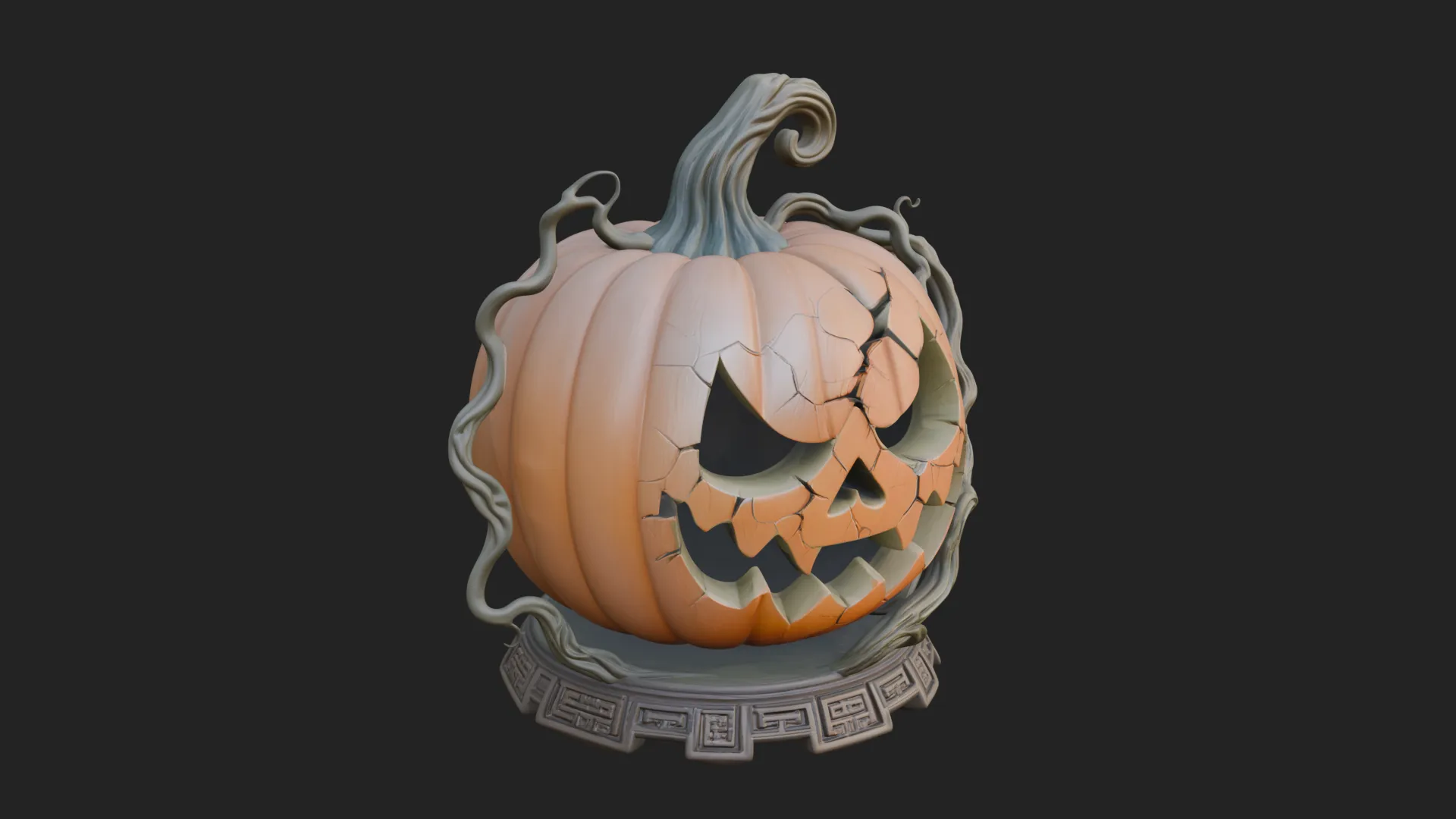 Carved Pumpkin Lantern Statue Design 1 - 3D Print Model 3Dプリントモデル .c4d .max .obj .3ds .fbx .stl .blend 
