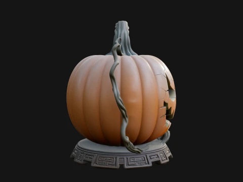 Carved Pumpkin Lantern Statue Design 1 - 3D Print Model 3Dプリントモデル