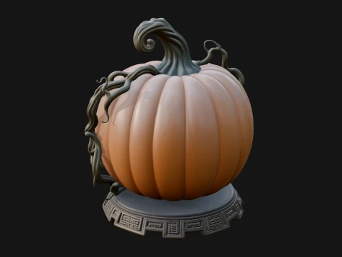 Carved Pumpkin Lantern Statue Design 1 - 3D Print Model 3Dプリントモデル