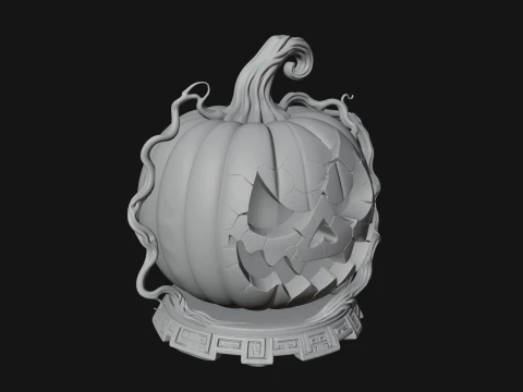 Carved Pumpkin Lantern Statue Design 1 - 3D Print Model 3Dプリントモデル