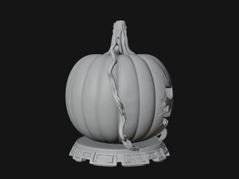 Carved Pumpkin Lantern Statue Design 1 - 3D Print Model 3Dプリントモデル