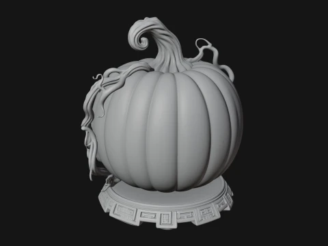 Carved Pumpkin Lantern Statue Design 1 - 3D Print Model 3Dプリントモデル