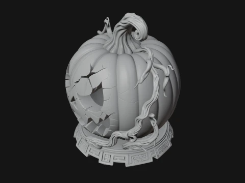 Carved Pumpkin Lantern Statue Design 1 - 3D Print Model 3Dプリントモデル