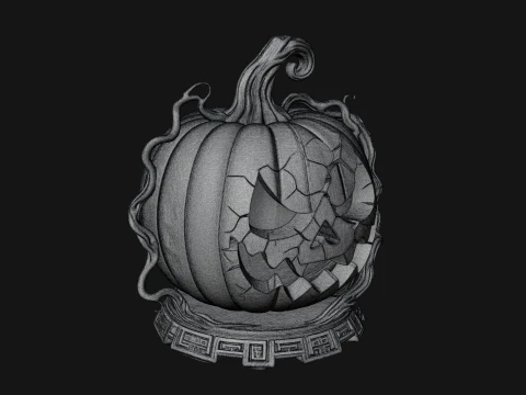 Carved Pumpkin Lantern Statue Design 1 - 3D Print Model 3Dプリントモデル
