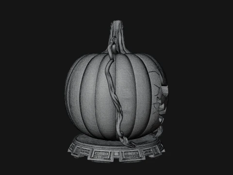 Carved Pumpkin Lantern Statue Design 1 - 3D Print Model 3Dプリントモデル