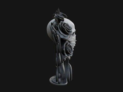 Rose Skull Relief Plaque Design 3 - 3D Print Model Modelo de impresión 3D