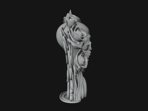 Rose Skull Relief Plaque Design 3 - 3D Print Model Modelo de impresión 3D