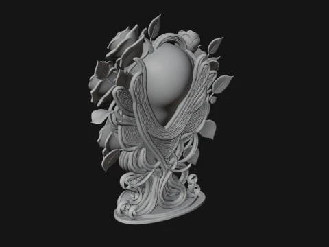 Rose Skull Relief Plaque Design 3 - 3D Print Model Modelo de impresión 3D