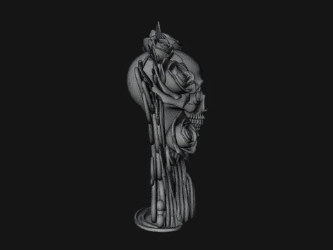 Rose Skull Relief Plaque Design 3 - 3D Print Model Modelo de impresión 3D