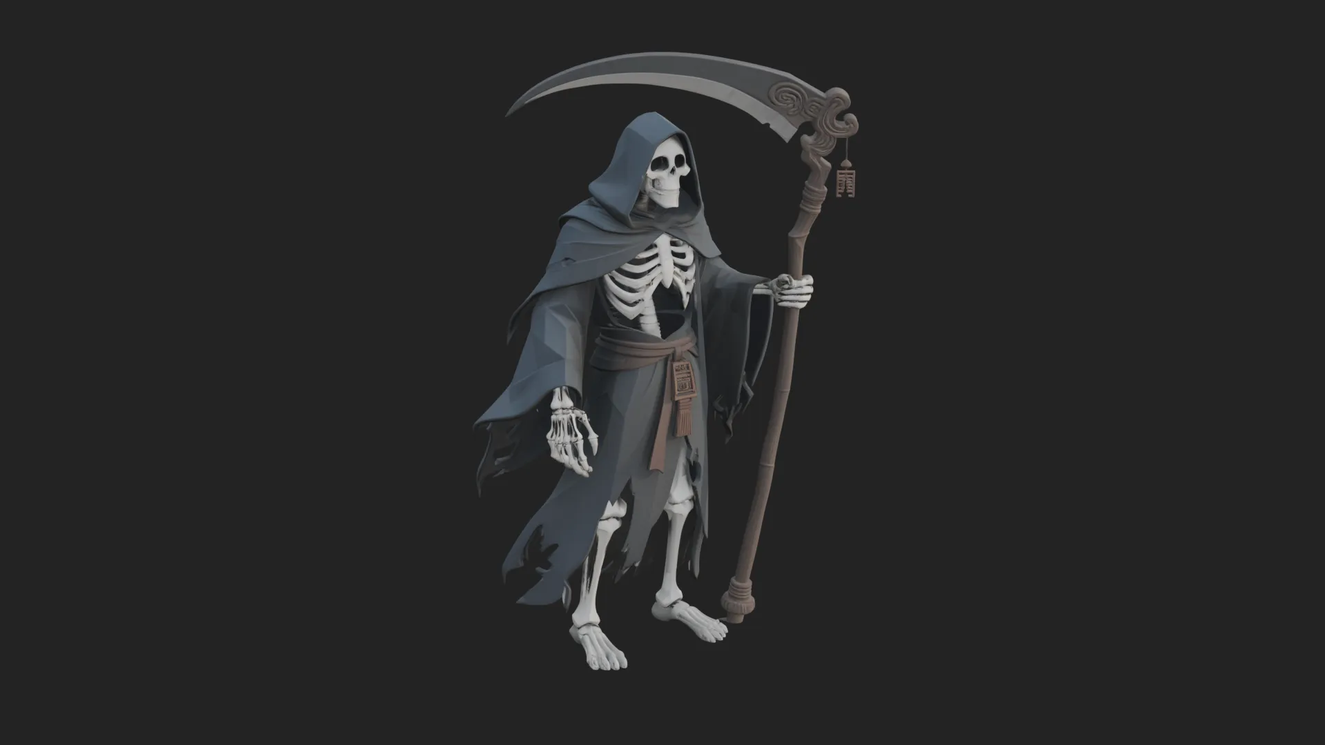 Hooded Skeleton Reaper Statue Design 3 - 3D Print Model Model do druku 3D .c4d .max .obj .3ds .fbx .stl .blend 