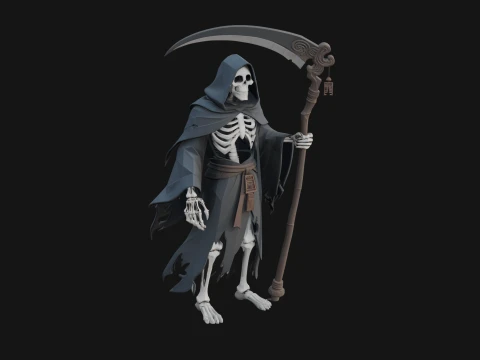 Hooded Skeleton Reaper Statue Design 3 - 3D Print Model Model do druku 3D