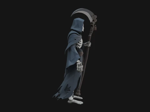 Hooded Skeleton Reaper Statue Design 3 - 3D Print Model Model do druku 3D