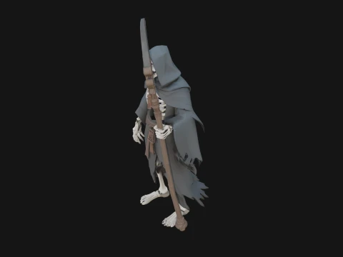 Hooded Skeleton Reaper Statue Design 3 - 3D Print Model Model do druku 3D