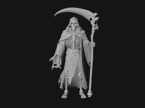 Hooded Skeleton Reaper Statue Design 3 - 3D Print Model Model do druku 3D