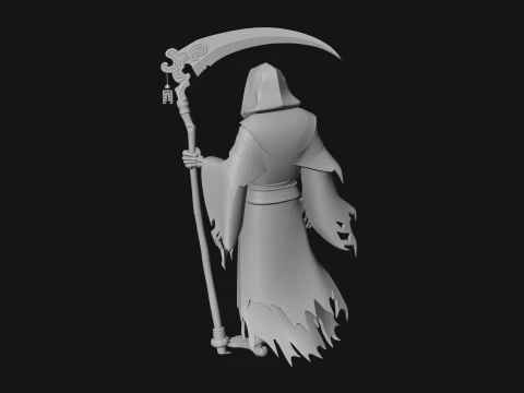 Hooded Skeleton Reaper Statue Design 3 - 3D Print Model Model do druku 3D