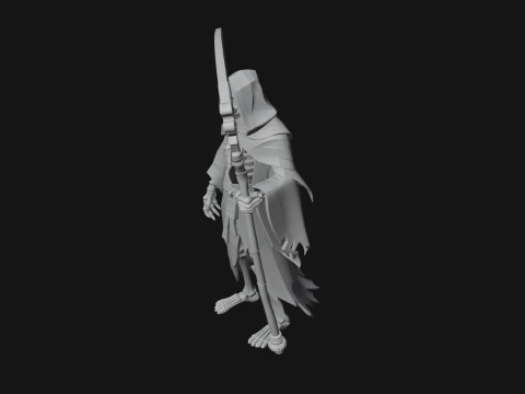 Hooded Skeleton Reaper Statue Design 3 - 3D Print Model Model do druku 3D