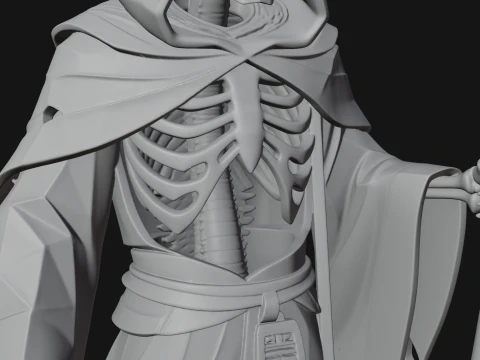 Hooded Skeleton Reaper Statue Design 3 - 3D Print Model Model do druku 3D