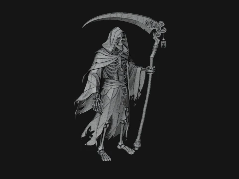 Hooded Skeleton Reaper Statue Design 3 - 3D Print Model Model do druku 3D