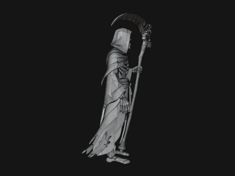 Hooded Skeleton Reaper Statue Design 3 - 3D Print Model Model do druku 3D