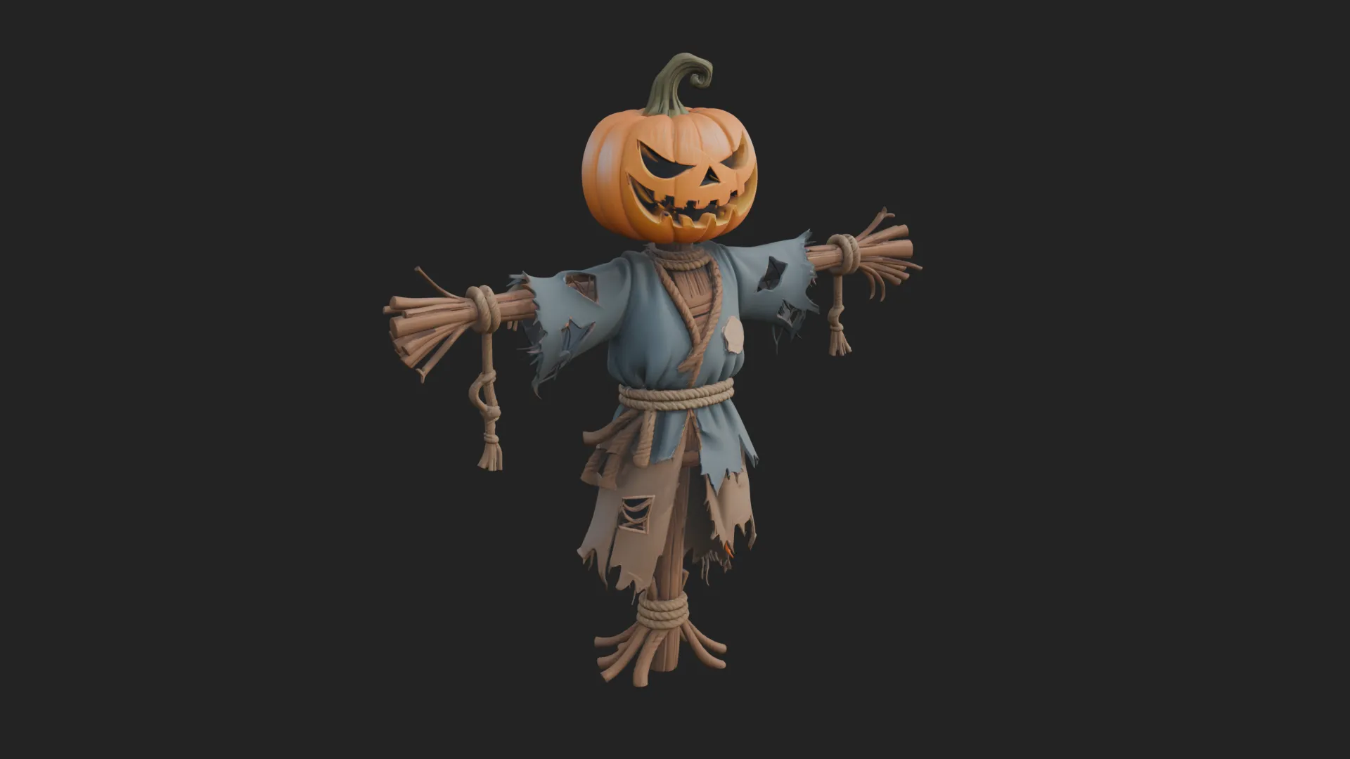 Pumpkin Scarecrow Statue Design 7 - 3D Print Model 3D Print Model .c4d .max .obj .3ds .fbx .stl .blend 