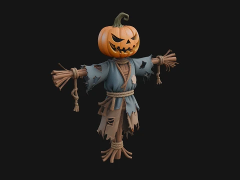 Pumpkin Scarecrow Statue Design 7 - 3D Print Model 3D Print Model