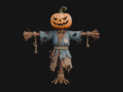 Pumpkin Scarecrow Statue Design 7 - 3D Print Model 3D Print Model