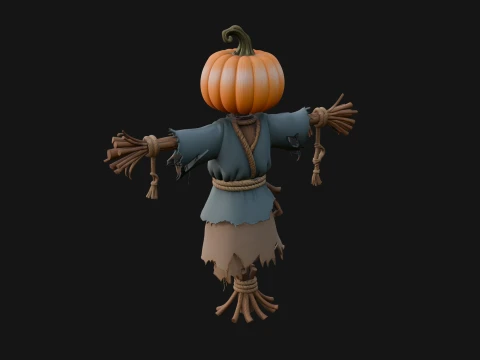 Pumpkin Scarecrow Statue Design 7 - 3D Print Model 3D Print Model