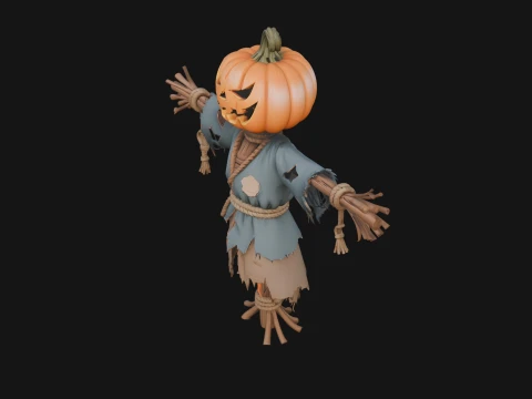 Pumpkin Scarecrow Statue Design 7 - 3D Print Model 3D Print Model