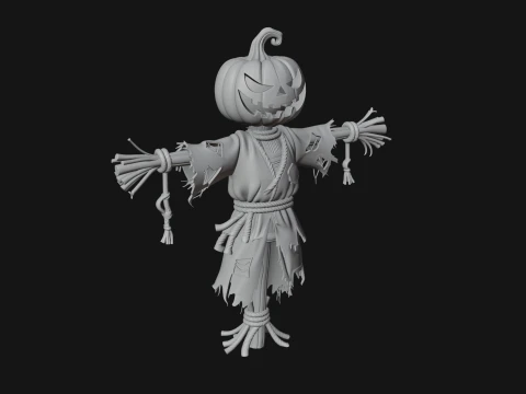 Pumpkin Scarecrow Statue Design 7 - 3D Print Model 3D Print Model