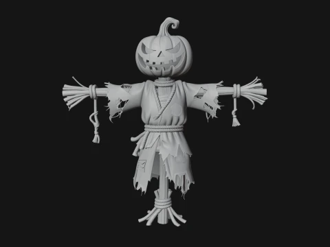 Pumpkin Scarecrow Statue Design 7 - 3D Print Model 3D Print Model