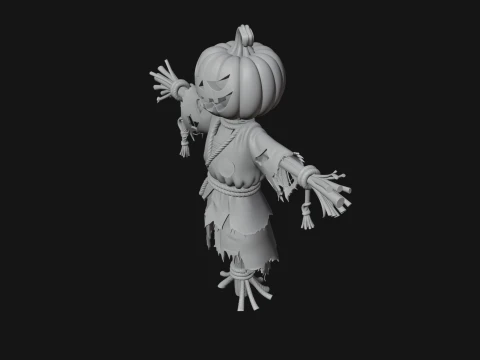 Pumpkin Scarecrow Statue Design 7 - 3D Print Model 3D Print Model
