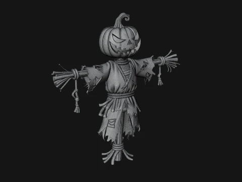 Pumpkin Scarecrow Statue Design 7 - 3D Print Model 3D Print Model