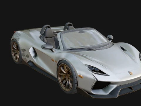 Roadster Supercar Model Design 2 - 3D Print Model 3D Print Model