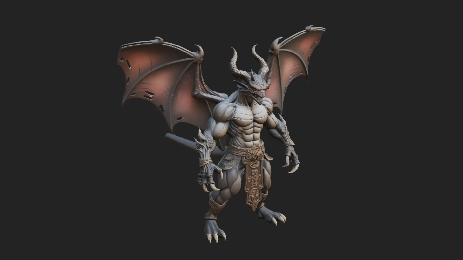 Winged Dragon Demon Statue Design 6 - 3D Print Model 3D Print Model .c4d .max .obj .3ds .fbx .stl .blend 