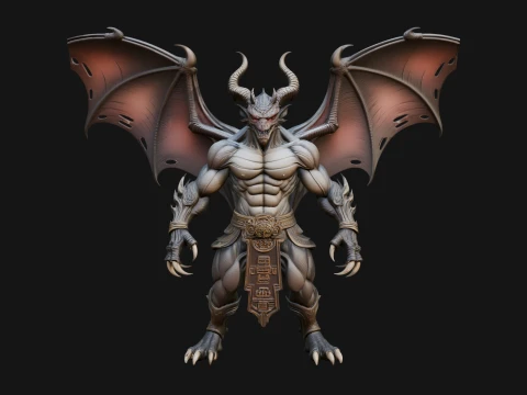 Winged Dragon Demon Statue Design 6 - 3D Print Model 3D Print Model