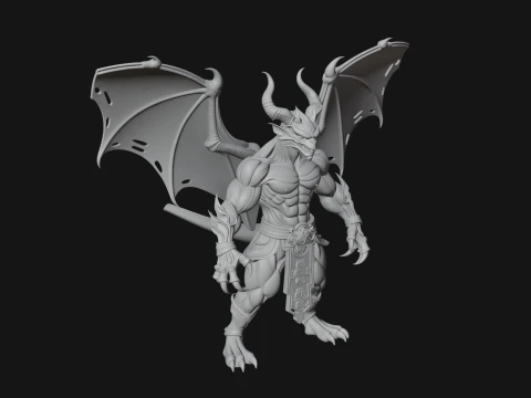 Winged Dragon Demon Statue Design 6 - 3D Print Model 3D Print Model