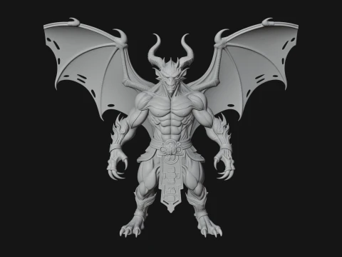 Winged Dragon Demon Statue Design 6 - 3D Print Model 3D Print Model