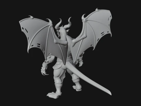 Winged Dragon Demon Statue Design 6 - 3D Print Model 3D Print Model