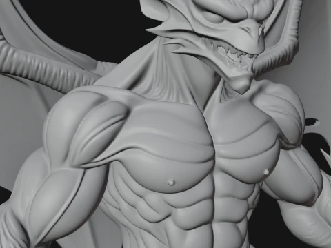 Winged Dragon Demon Statue Design 6 - 3D Print Model 3D Print Model